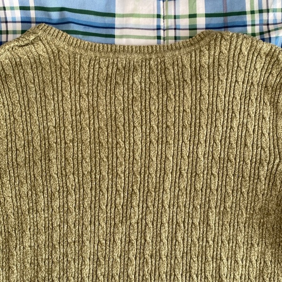 Karen Scott petite warm olive knit v-neck sweater - Picture 15 of 17